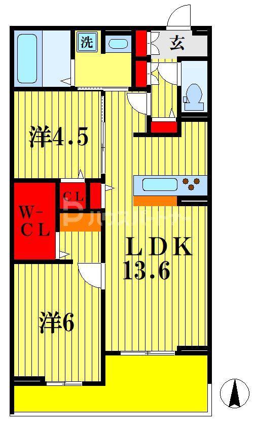 ラフォーレ弐番館(2LDK/3階)の間取り写真