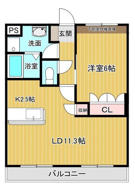 アメニティ(1LDK/1階)の間取り写真