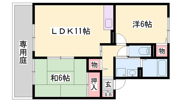 グランベールI(2LDK/1階)の間取り写真