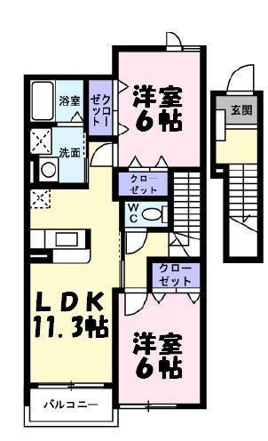 SMA・ラパスII(2LDK/2階)の間取り写真