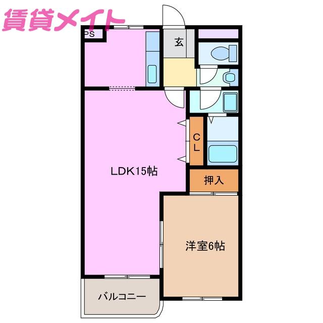 ドルフこもの(1LDK/3階)の間取り写真