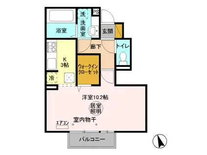 CASA EXE B(1K/1階)の間取り写真