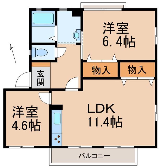フレグランス畑毛(2LDK/2階)の間取り写真
