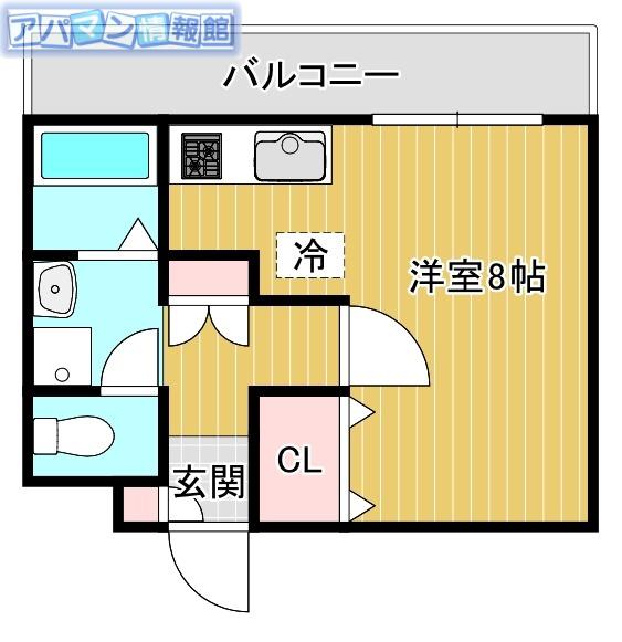 ピュアみやび3(ワンルーム/4階)の間取り写真