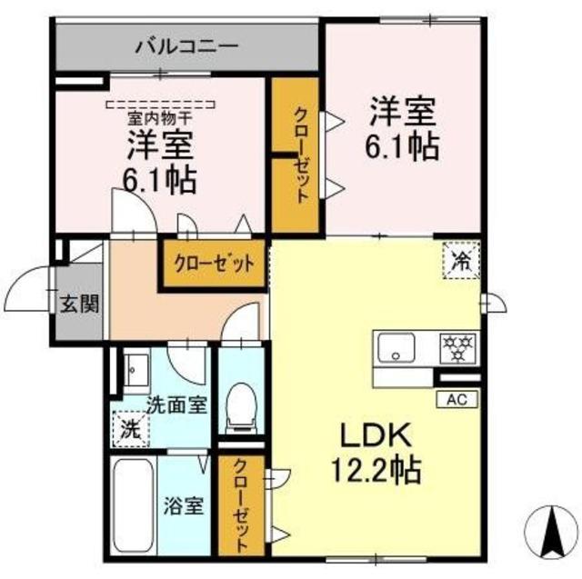 D-ROOM上篠崎(2LDK/3階)の間取り写真