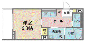 えちぜん鉄道三国線 福大前西福井駅 徒歩5分 3階建 築6年(1K/2階)の間取り写真