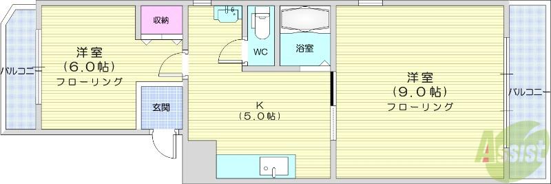 パレルミール(2K/3階)の間取り写真