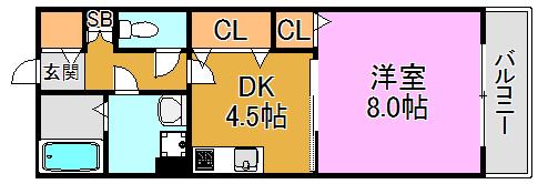 リバーサイド・ルーチェ(1DK/1階)の間取り写真