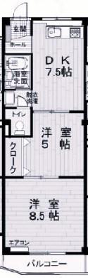 星ヶ丘アパートメント(2DK/2階)の間取り写真