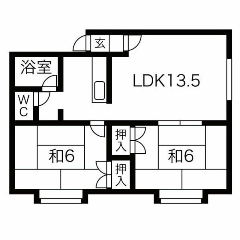 プラザイン川沿(2LDK/2階)の間取り写真