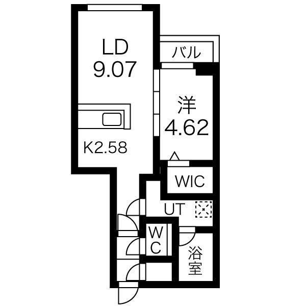 ピオネロ琴似(1LDK/3階)の間取り写真