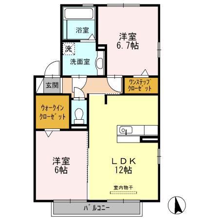 モーリD(2LDK/2階)の間取り写真