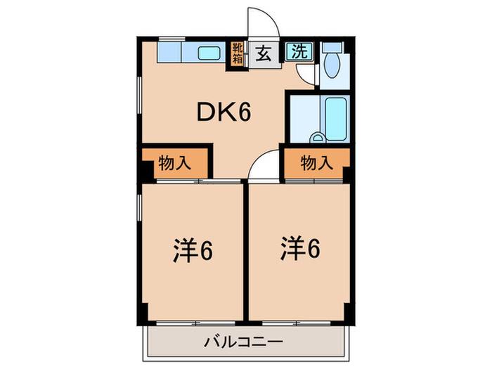 メゾン秋元2(2DK/3階)の間取り写真