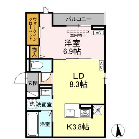 CLASSEUM仙台小田原 IV(1LDK/2階)の間取り写真