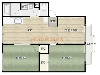ウィンディア上の山(3DK/2階)の間取り写真