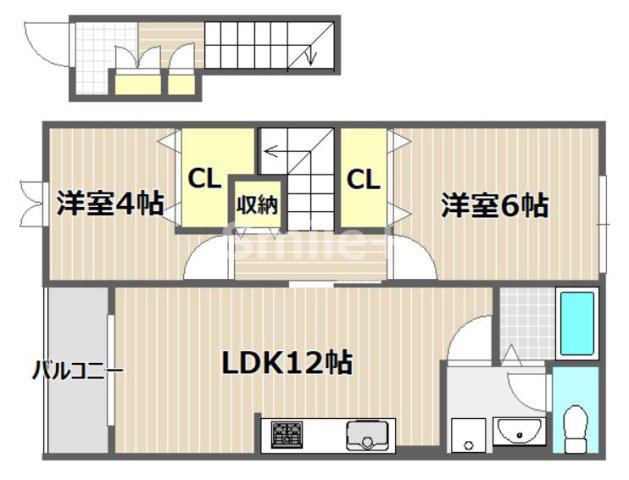 ロッコレジデンス(2LDK/2階)の間取り写真
