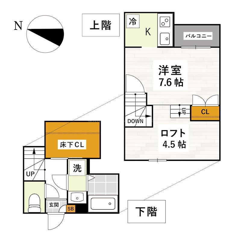 ADC飯塚イオ(1K/2階)の間取り写真