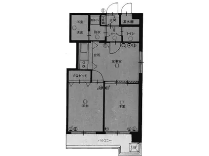 エステートモア大濠れんが通(2DK/5階)の間取り写真