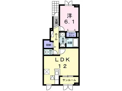 ヴィラ ルミナーレ II(1LDK/1階)の間取り写真