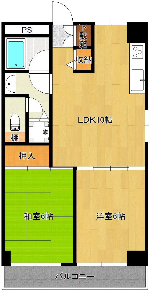 プレジデントビル(2LDK/7階)の間取り写真
