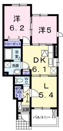 コスモス花影壱番館(2LDK/1階)の間取り写真