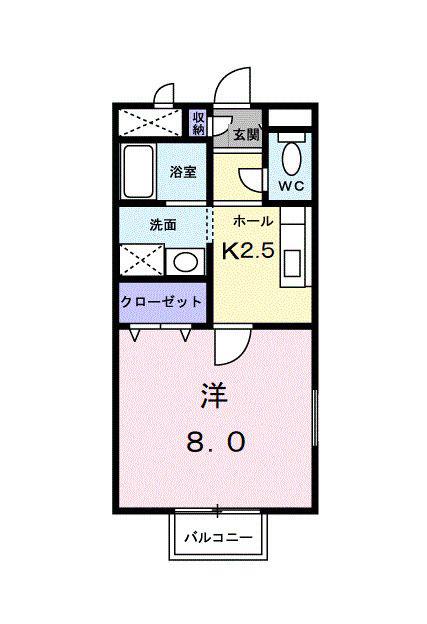 アステリア(1K/1階)の間取り写真
