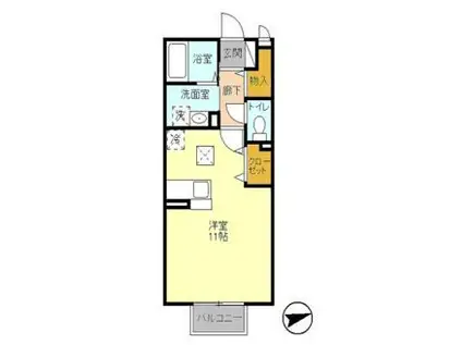 ジョアス ミウ(1K/1階)の間取り写真