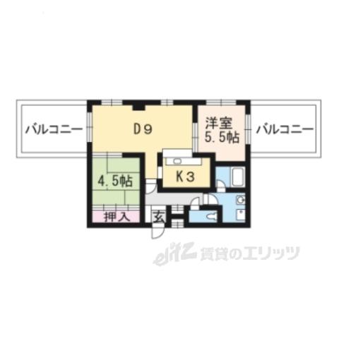 エクセルメゾン瀬田(2DK/4階)の間取り写真