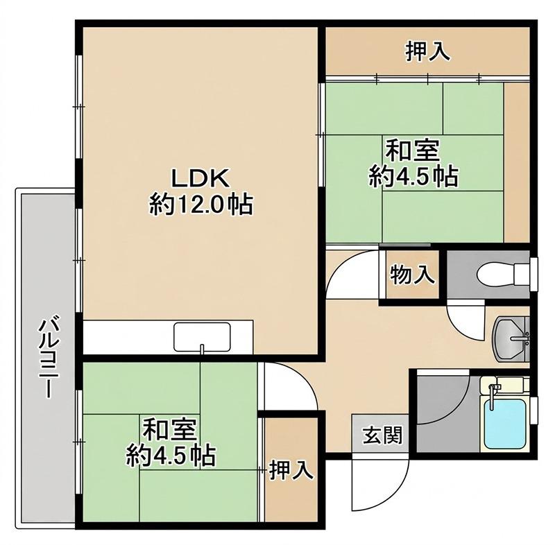 茄子作3号棟(2LDK/4階)の間取り写真