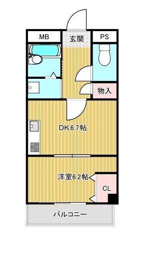 ルックヒルズ(1DK/5階)の間取り写真