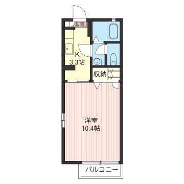 タウンハイツ東峰 D(1K/1階)の間取り写真
