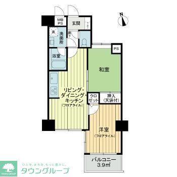 ライオンズプラザ川口本町(2LDK/9階)の間取り写真