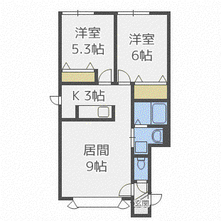 サンライズ新琴似615(2LDK/1階)の間取り写真