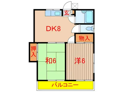 コーポミヨシ(2DK/2階)の間取り写真