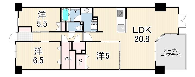 ヴェレーナシティ夙川パークナード1(3LDK/6階)の間取り写真