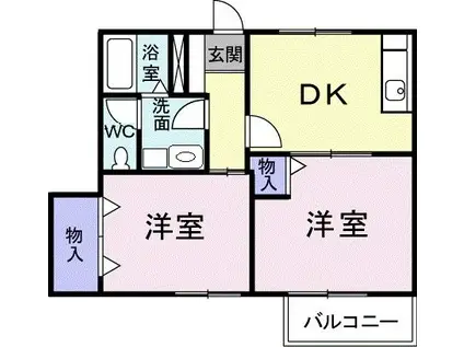 パ-クサイドおおやA(2DK/1階)の間取り写真