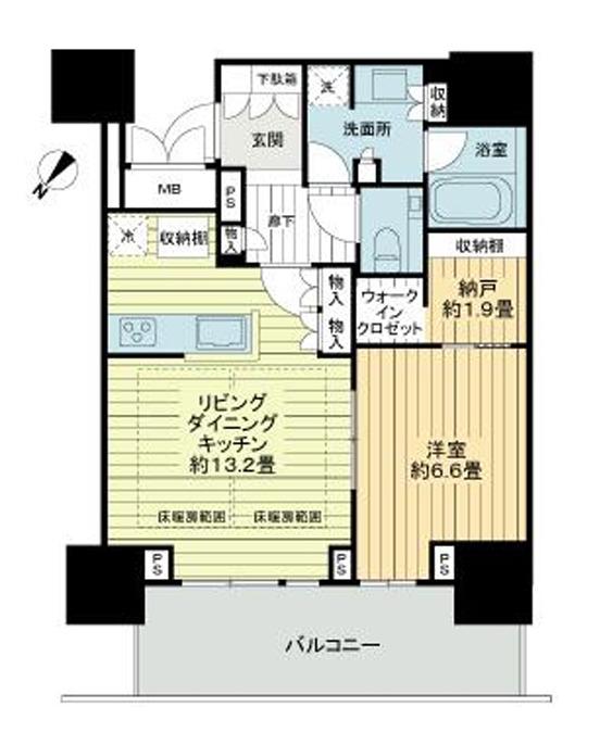 グランドメゾン上町台レジデンスタワー(1SLDK/5階)の間取り写真
