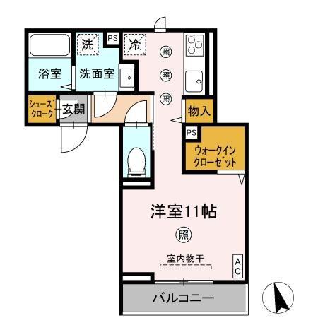 ロイヤルステージ東津田B棟(ワンルーム/2階)の間取り写真