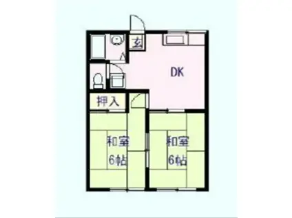 赤橋ハイツ(2DK/2階)の間取り写真
