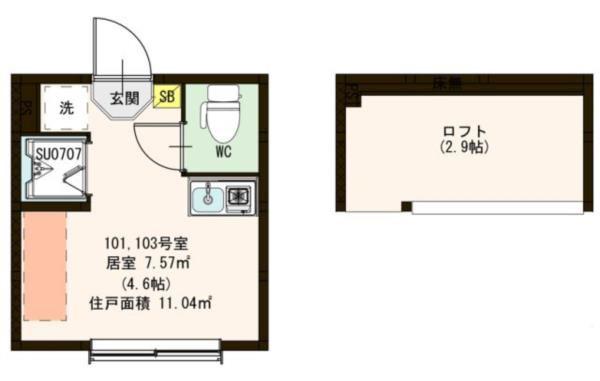 アルモニー千川(ワンルーム/1階)の間取り写真