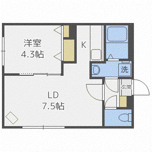 レストヒルズ南郷(1LDK/4階)の間取り写真