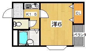 ティアラコート(1K/2階)の間取り写真