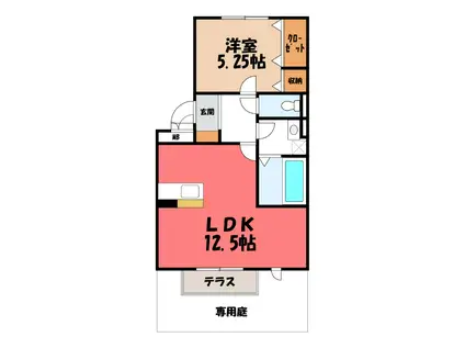 パンフレール(1LDK/1階)の間取り写真