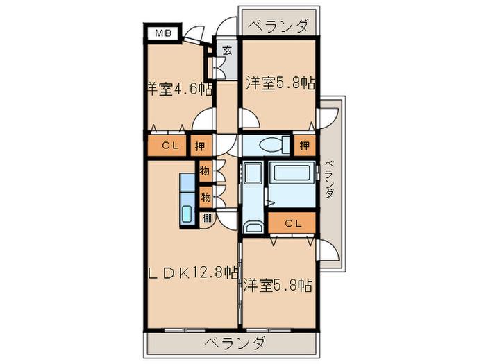 サーナ野並(3LDK/6階)の間取り写真