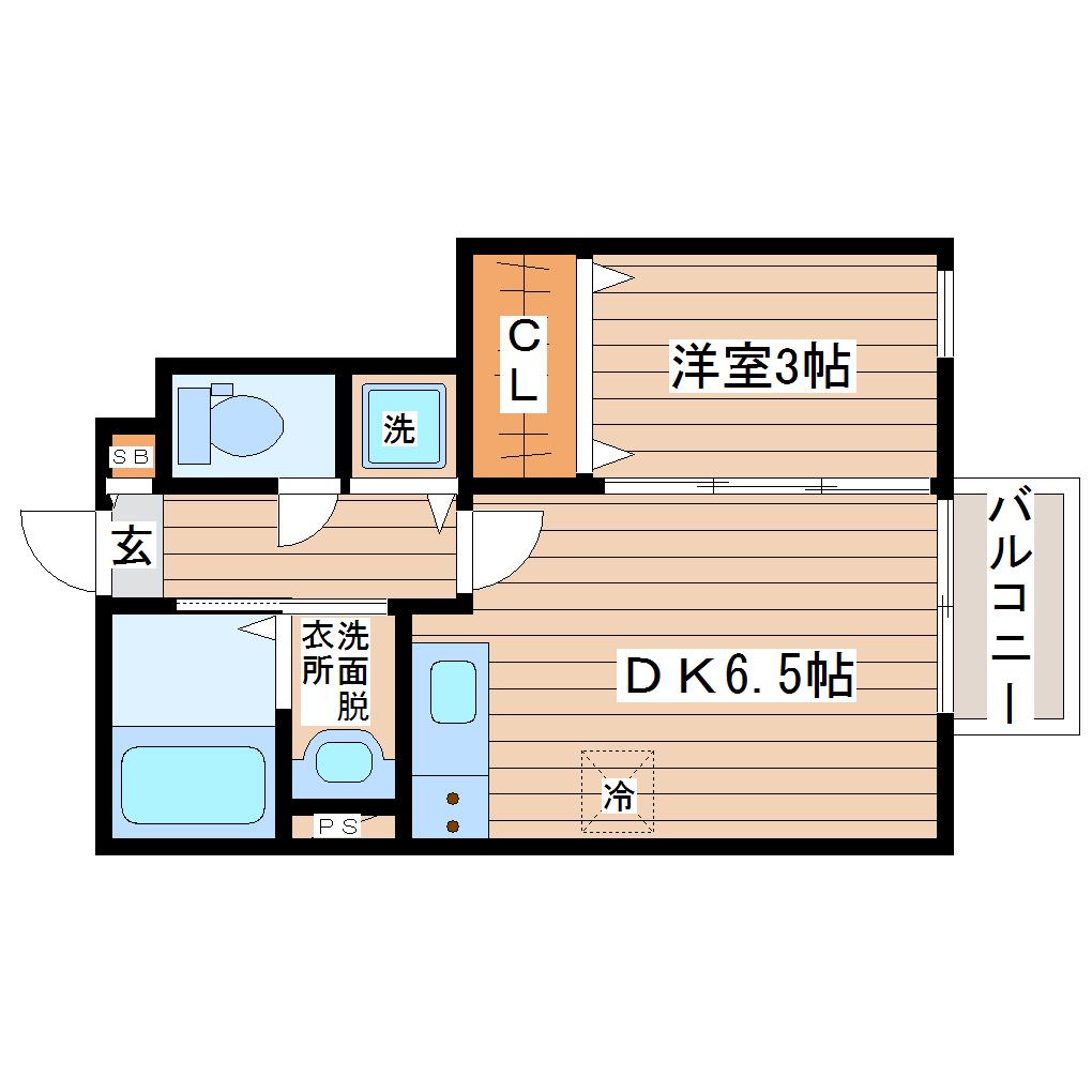 LUMINARE台原I(1DK/1階)の間取り写真