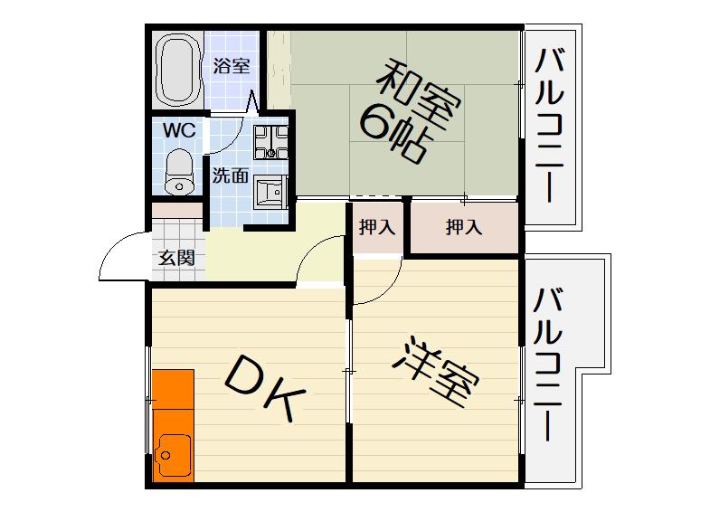 アーバンハイツII(2DK/2階)の間取り写真
