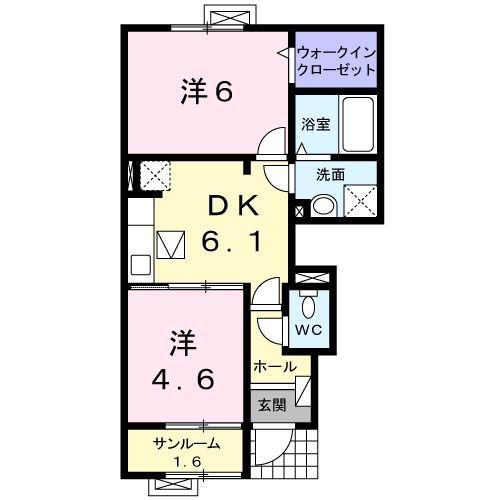 ヴィラ・清瀧 B(2DK/1階)の間取り写真