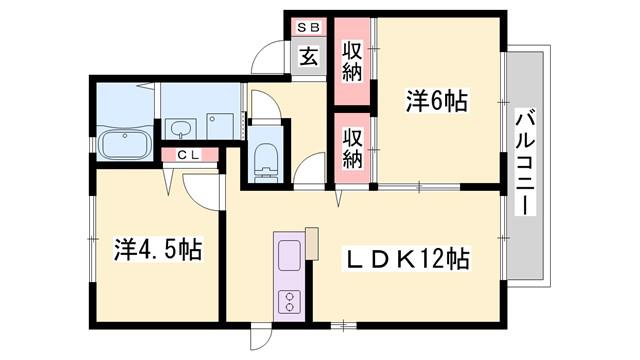 ハイツ熊見II A棟(2LDK/2階)の間取り写真