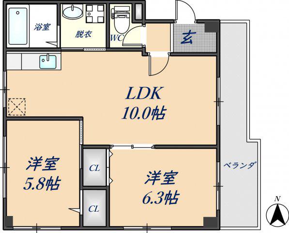 本郷TMマンション(2LDK/2階)の間取り写真