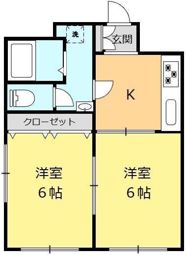 メゾンド石神井(2K/2階)の間取り写真